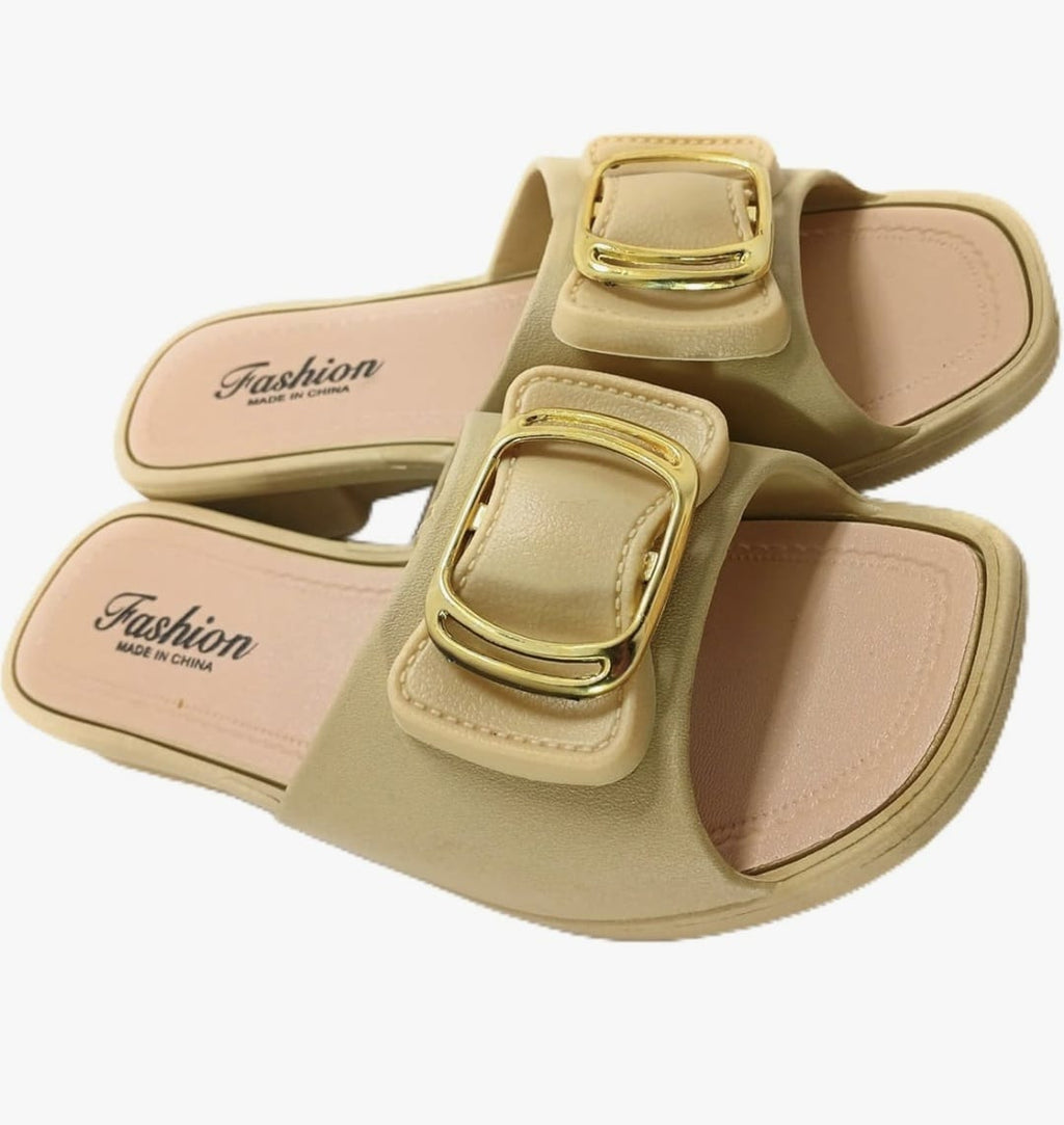 Sandalias Elegantes con Hebilla Dorada y Suela Antideslizante