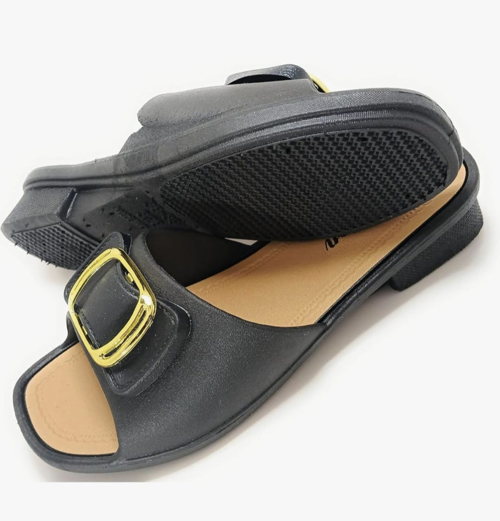 Sandalias Elegantes con Hebilla Dorada y Suela Antideslizante