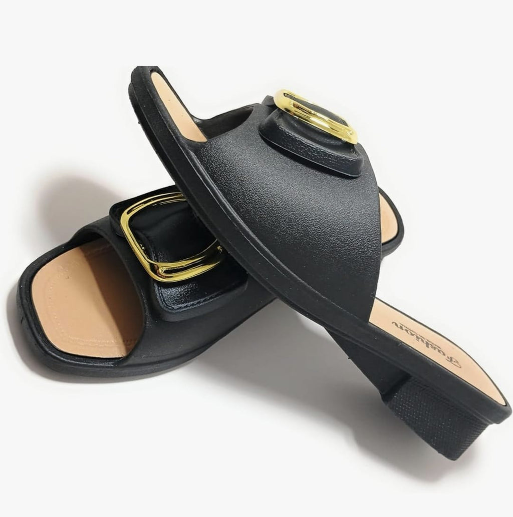 Sandalias Elegantes con Hebilla Dorada y Suela Antideslizante