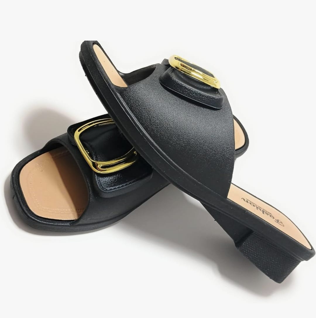 Sandalias Elegantes con Hebilla Dorada y Suela Antideslizante